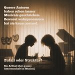 Zwei Autoren sitzen am Schreibtisch und schreiben ein Musical.